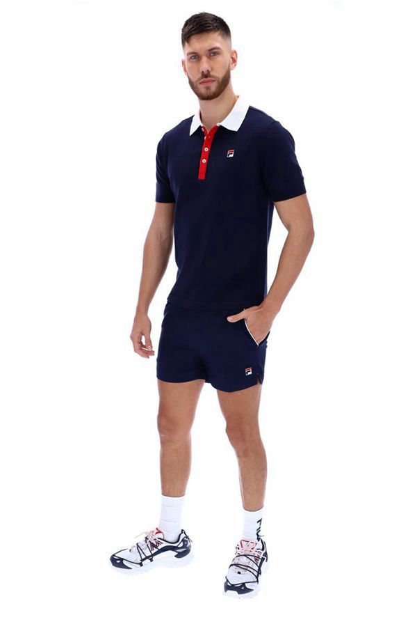 Fila Polokošeľa Panske Námornícka Modrá / Biele - Santiago Knit Vypredaj - Slovakia 45731-OZLC